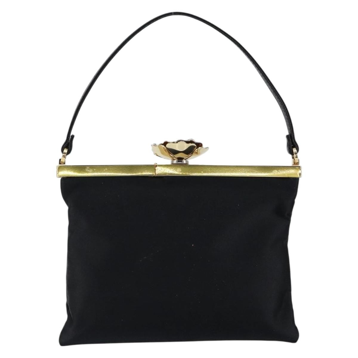 Valentino VALENTINO Hand Bag Satin Brown Gold Authentic bs30808