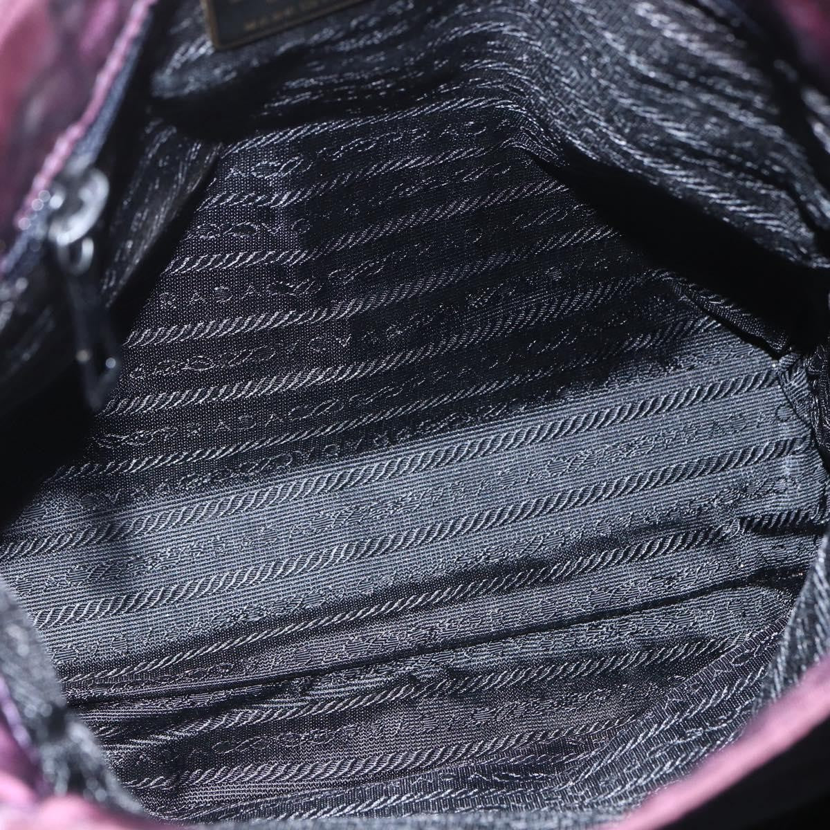 Prada PRADA Hand Bag Nylon Metal Purple Gold Authentic 155415
