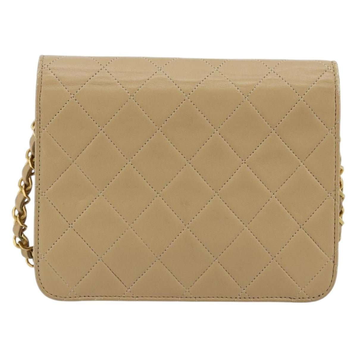 Chanel CHANEL Chain Shoulder Bag Lamb Skin Beige Gold CC Authentic mr2475V