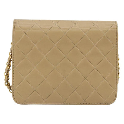 Chanel CHANEL Chain Shoulder Bag Lamb Skin Beige Gold CC Authentic mr2475V