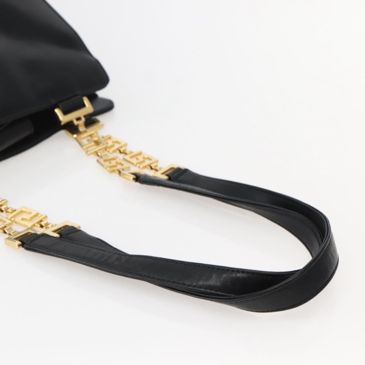 Gianni Versace Gianni Versace Chain Tote Bag Leather Black Gold Authentic bs29493