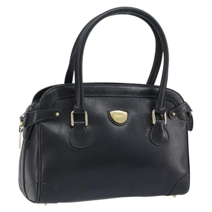 Gucci GUCCI Hand Bag Leather Black Gold Authentic BSZ350