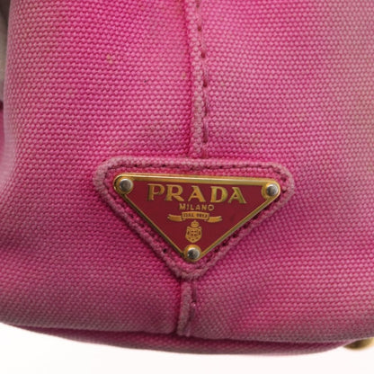 Prada PRADA Canapa PM Hand Bag Canvas 2way Pink Gold Authentic 162515