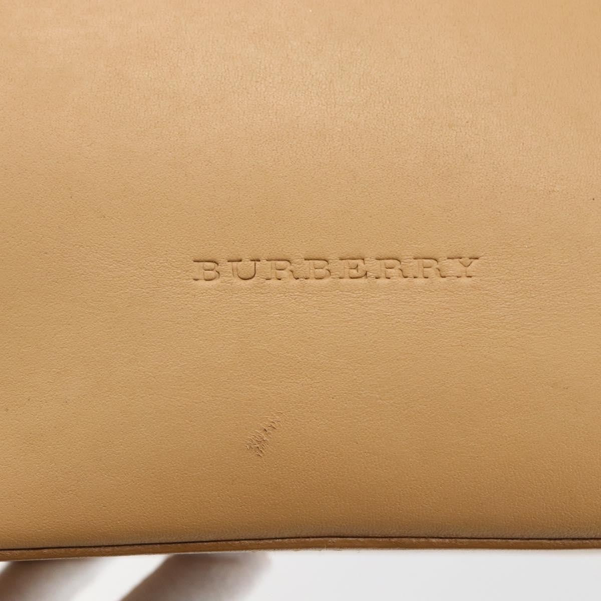 Burberry BURBERRY Hand Bag Leather Beige Gold Authentic 165049