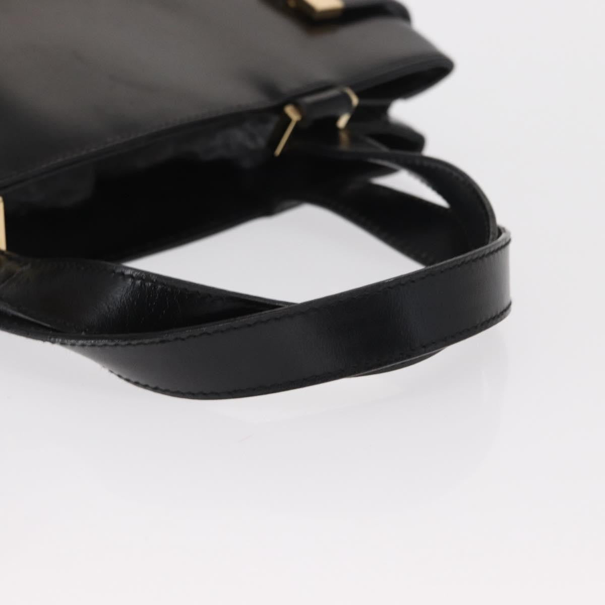 Gucci GUCCI Hand Bag Leather Black Gold Authentic BA9107