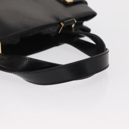 Gucci GUCCI Hand Bag Leather Black Gold Authentic BA9107