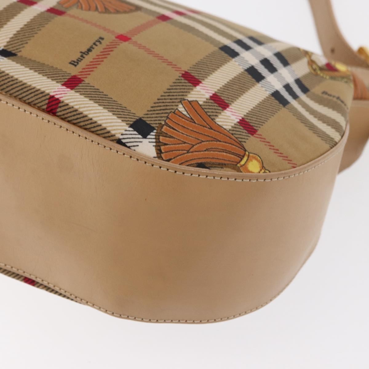Burberrys Burberrys Nova Check Shoulder Bag Nylon Beige Gold Authentic 153830