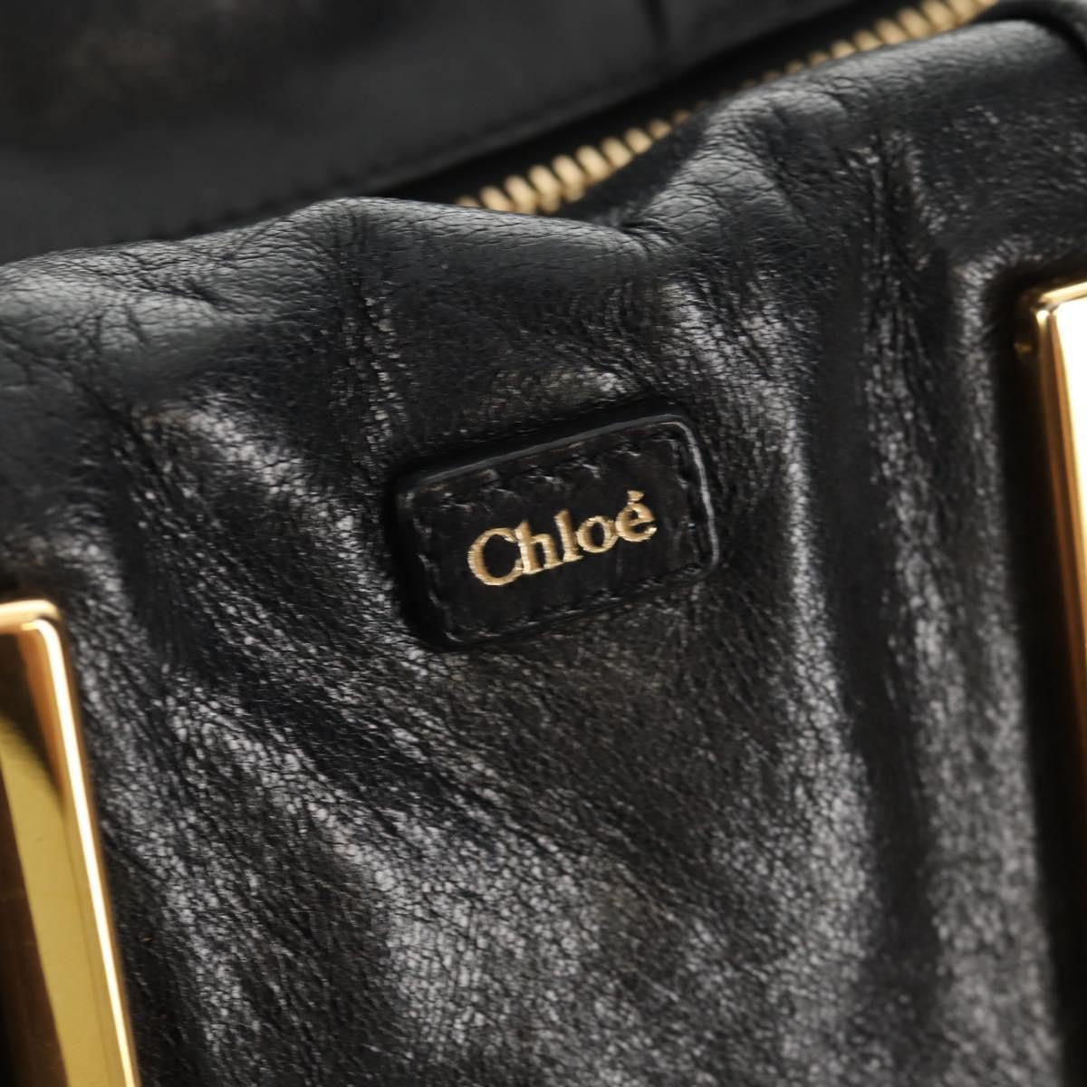 Chloé Chloé Chloe Etel Hand Bag Leather 2way Black Gold Authentic 156936