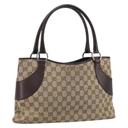 Gucci GUCCI GG Canvas Tote Bag Beige Silver 113015 Authentic kk644