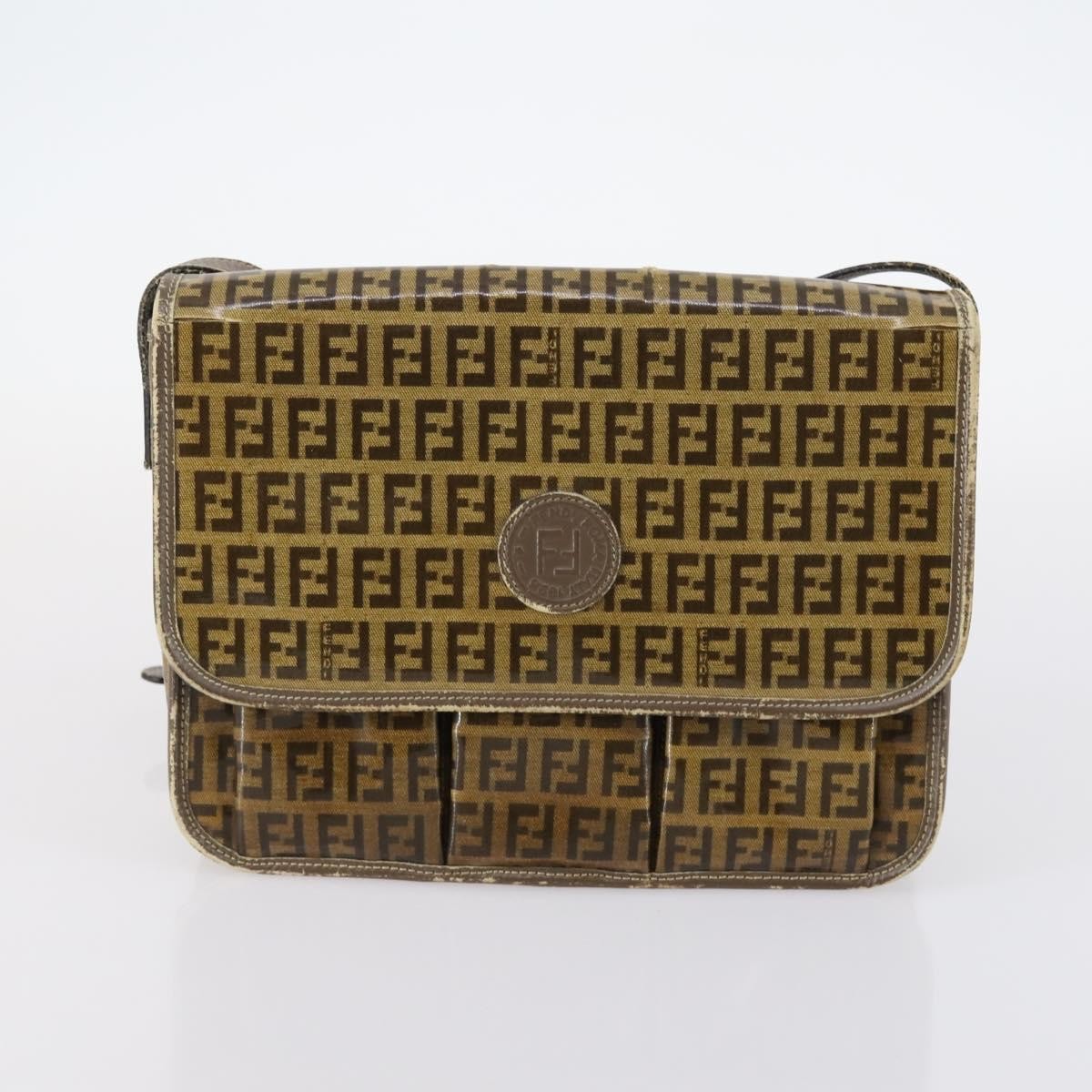 Fendi FENDI Zucca Canvas Zucchino Canvas Hand Bag Enamel 2 Set Black Brown Authentic hk3167