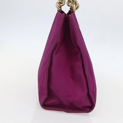 Prada PRADA Hand Bag Nylon Metal Purple Gold Authentic 155416