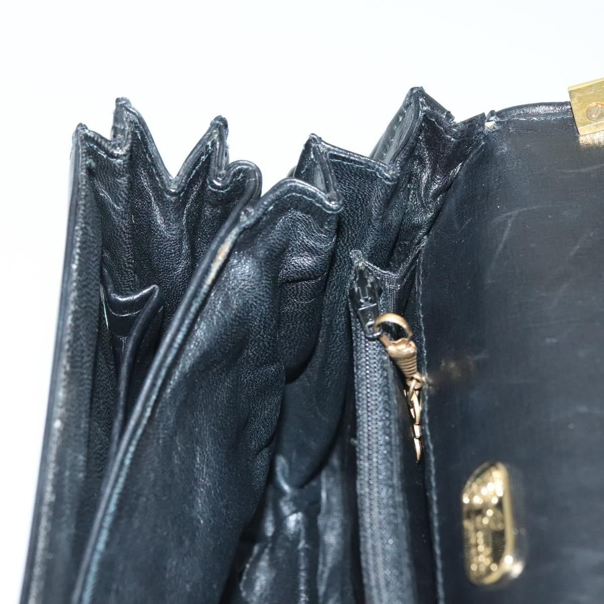 Gucci GUCCI Hand Bag Leather Black Gold 000 056 0004 Authentic ep10863