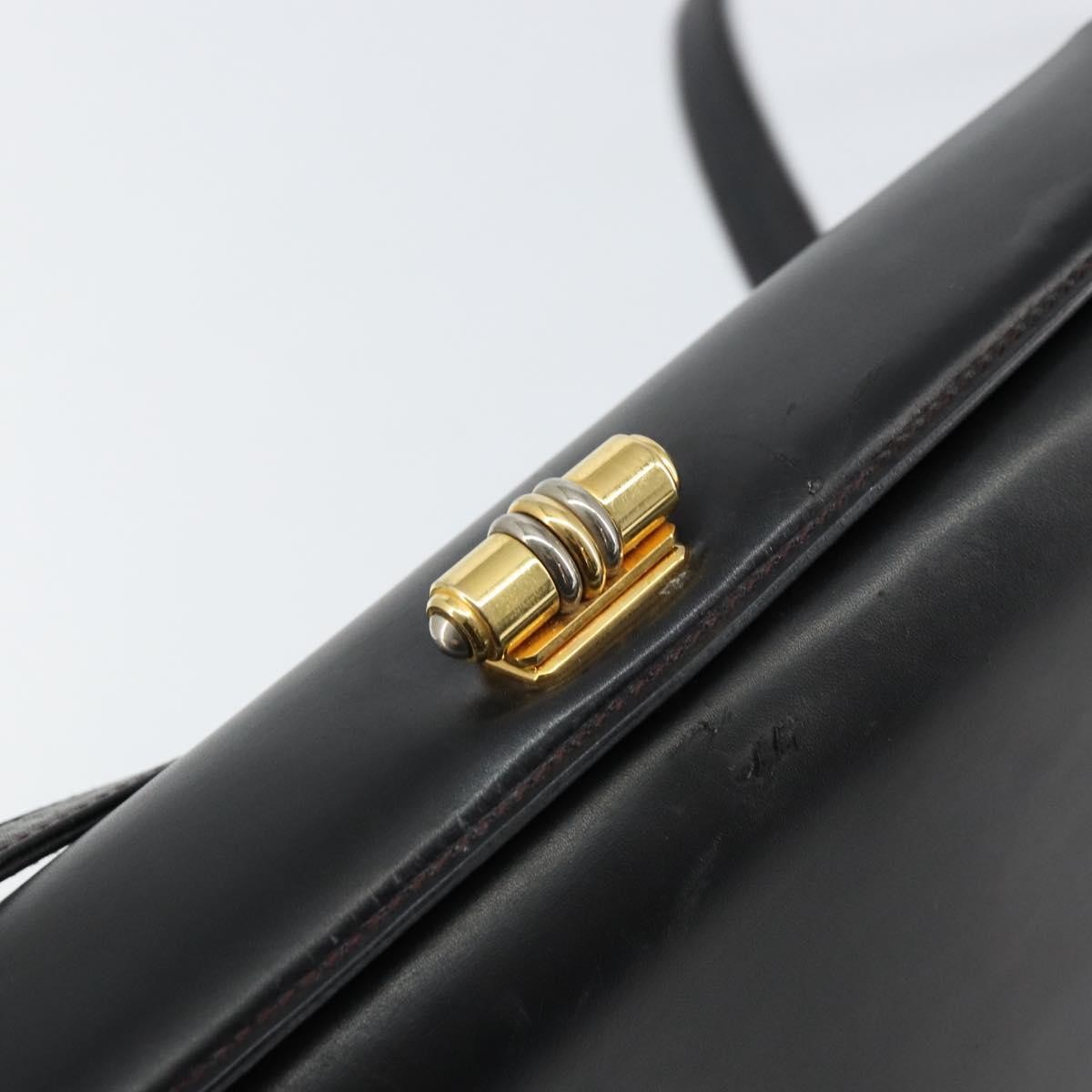 Gucci GUCCI Shoulder Bag Leather Black Gold Authentic 155306