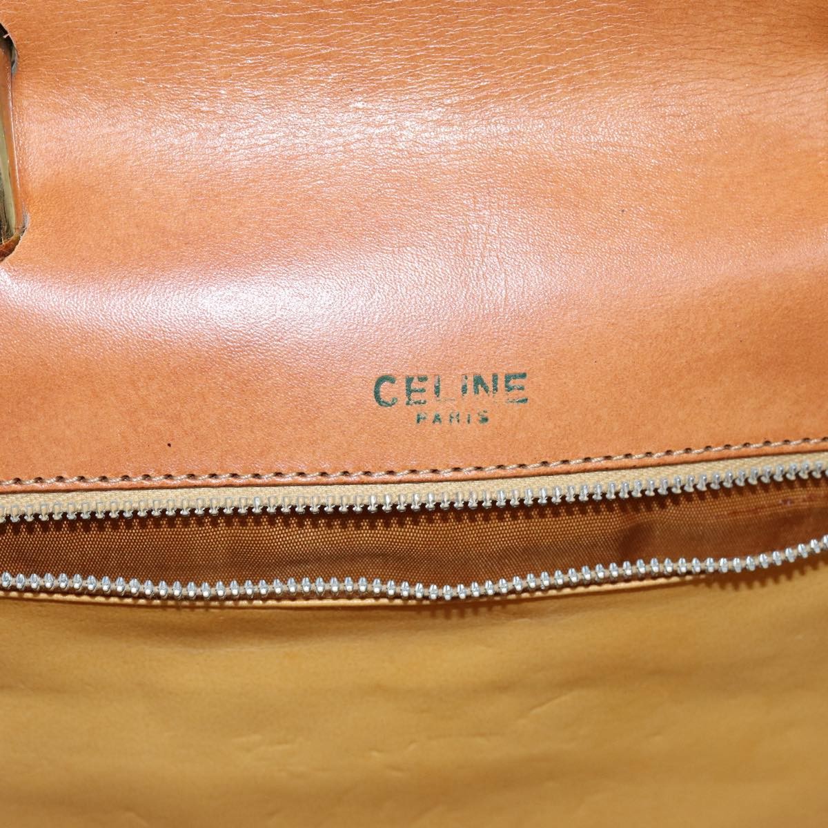 Celine CELINE Macadam Canvas Hand Bag PVC Brown Authentic 76088