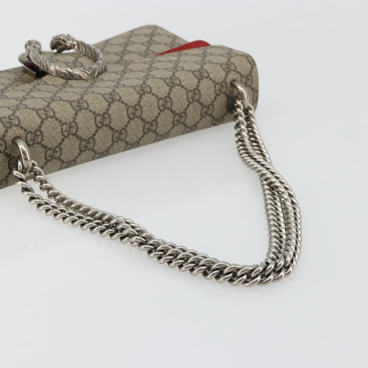 Gucci GUCCI GG Supreme Dionysus Chain Shoulder Bag PVC Beige Silver 400249 Authentic 165253