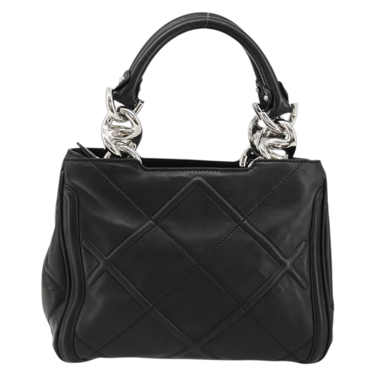 Salvatore Ferragamo Salvatore Ferragamo Hand Bag Leather Black Silver Authentic 178908A
