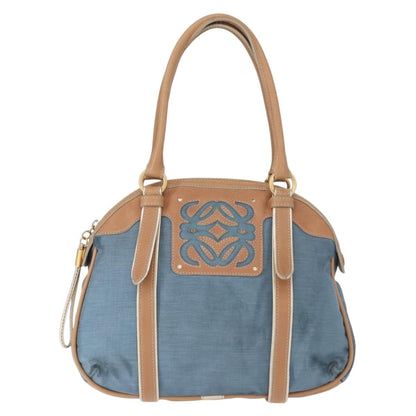 Loewe LOEWE Anagram Hand Bag Nylon Blue Gold Authentic bs31204