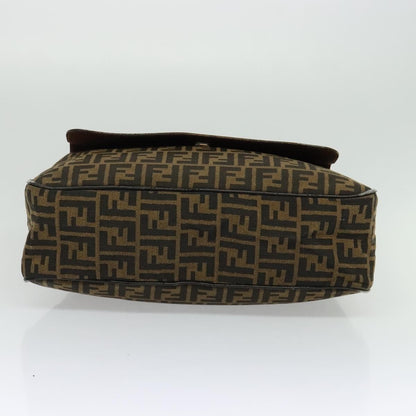 Fendi FENDI Zucca Canvas Hand Bag Black Brown Authentic ar13658