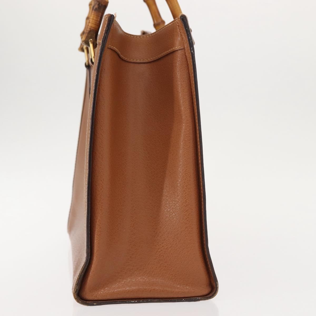 Gucci GUCCI Bamboo Hand Bag Leather Brown Gold 002 2853 0260 0 Authentic ep11300