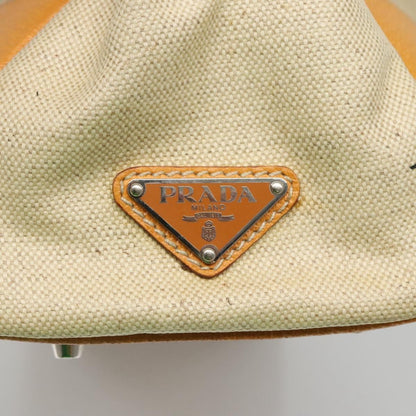 Prada PRADA Hand Bag Canvas Beige Silver Authentic 127392