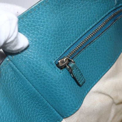 Gucci GUCCI Tote Bag Leather Navy Gold 354397 Authentic 152574