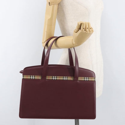 Burberry BURBERRY Hand Bag Leather Bordeaux Silver Authentic 181526