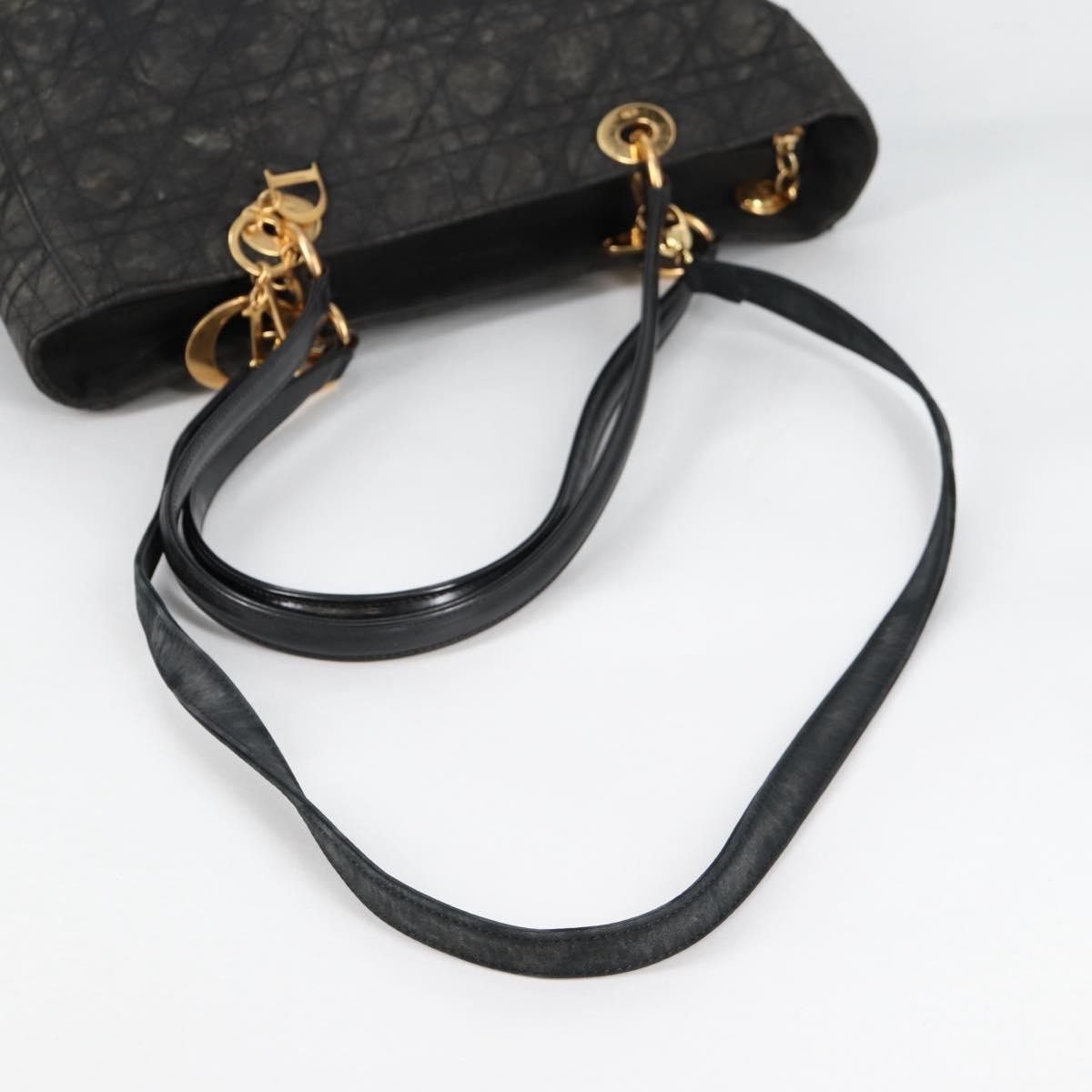 Dior Christian Dior Canage Tote Bag Nylon 2way Black Gold Authentic 140681