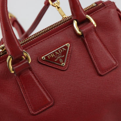 Prada PRADA Hand Bag Safiano leather 2way Red Gold Authentic 179933