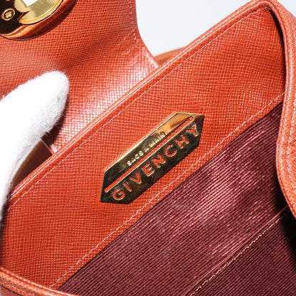 Givenchy GIVENCHY Hand Bag Leather Brown Gold Authentic 159082