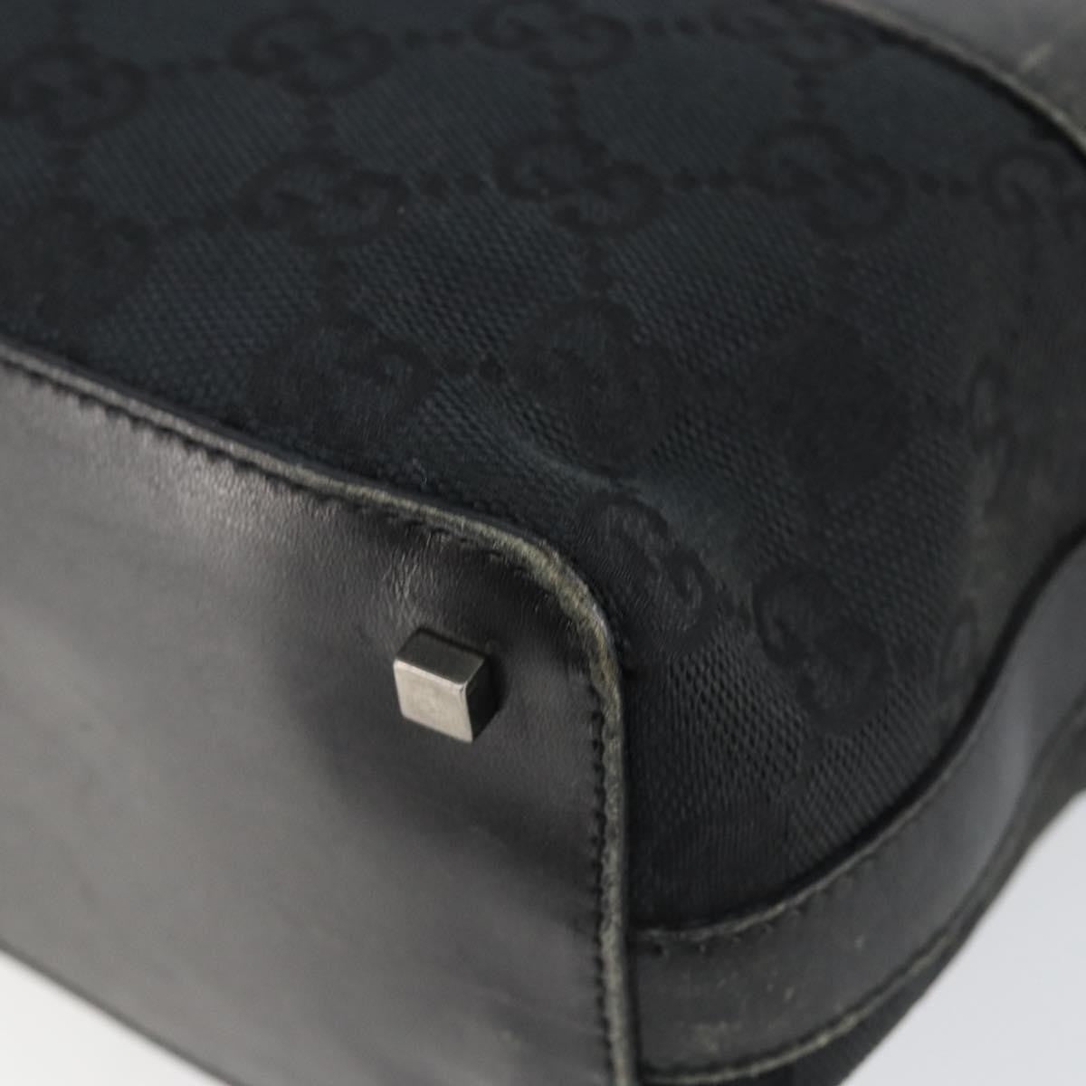 Gucci GUCCI GG Canvas Shoulder Bag Black Silver 001 4302 Authentic 144270