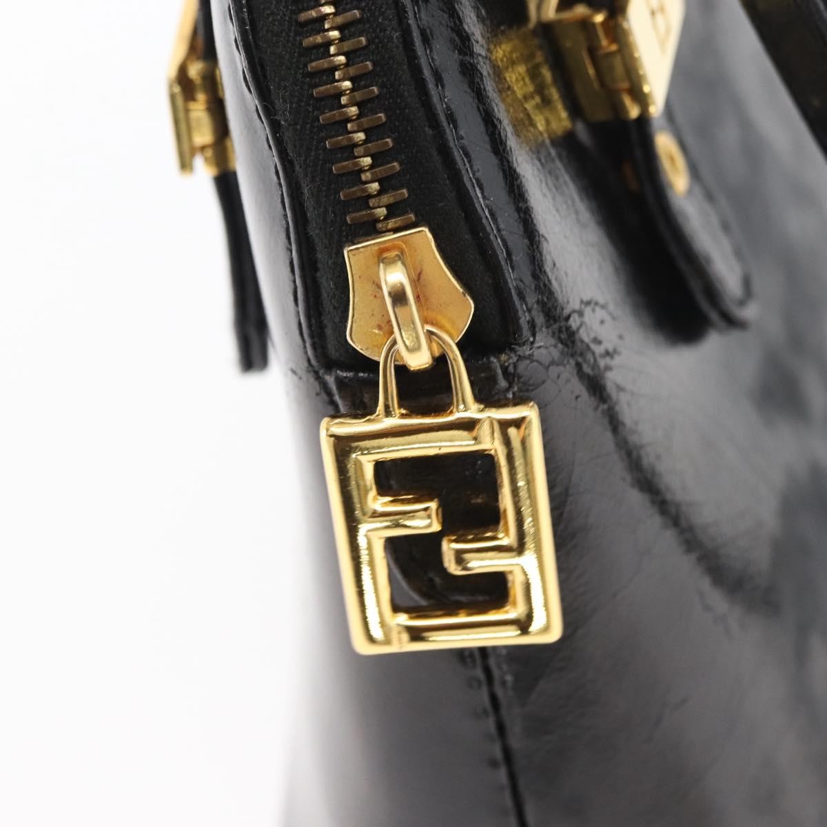 Fendi FENDI Hand Bag Patent leather 2way Black Gold Authentic ti3390