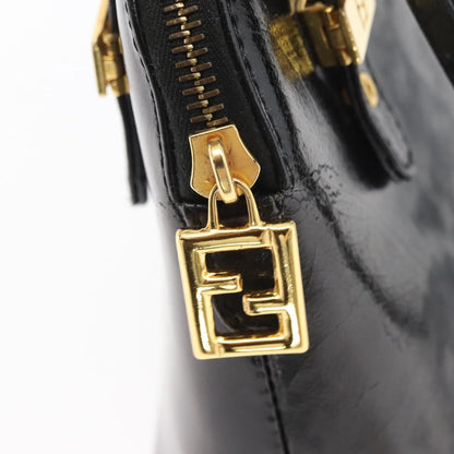 Fendi FENDI Hand Bag Patent leather 2way Black Gold Authentic ti3390