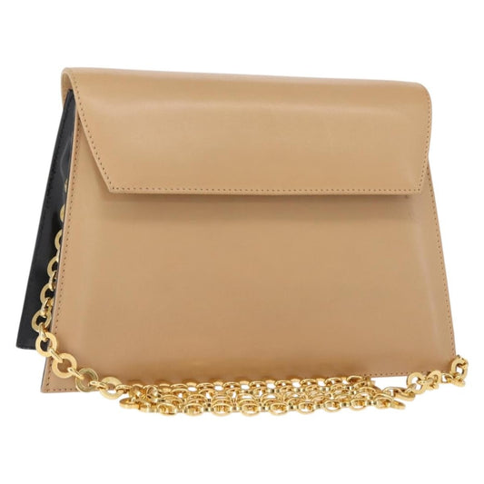 Salvatore Ferragamo Salvatore Ferragamo Chain Shoulder Bag Leather Beige Gold Authentic BA7325
