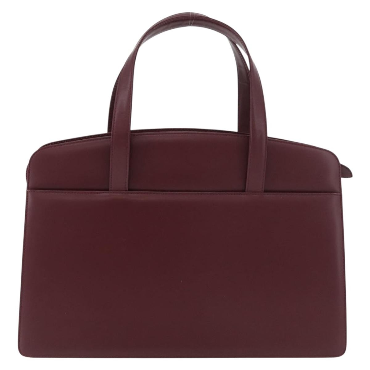 Burberry BURBERRY Hand Bag Leather Bordeaux Silver Authentic 181526