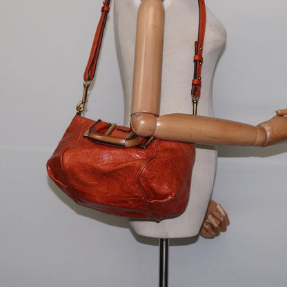 Chloé Chloé Chloe Etel Hand Bag Leather 2way Orange Gold Authentic am9029