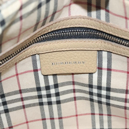 Burberry BURBERRY Hand Bag Leather Beige Silver Authentic ep9861