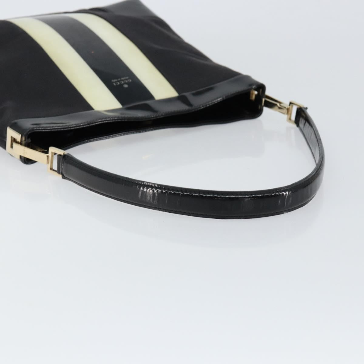 Gucci GUCCI Shoulder Bag Enamel Canvas Black Gold 001 4231 Authentic 121347
