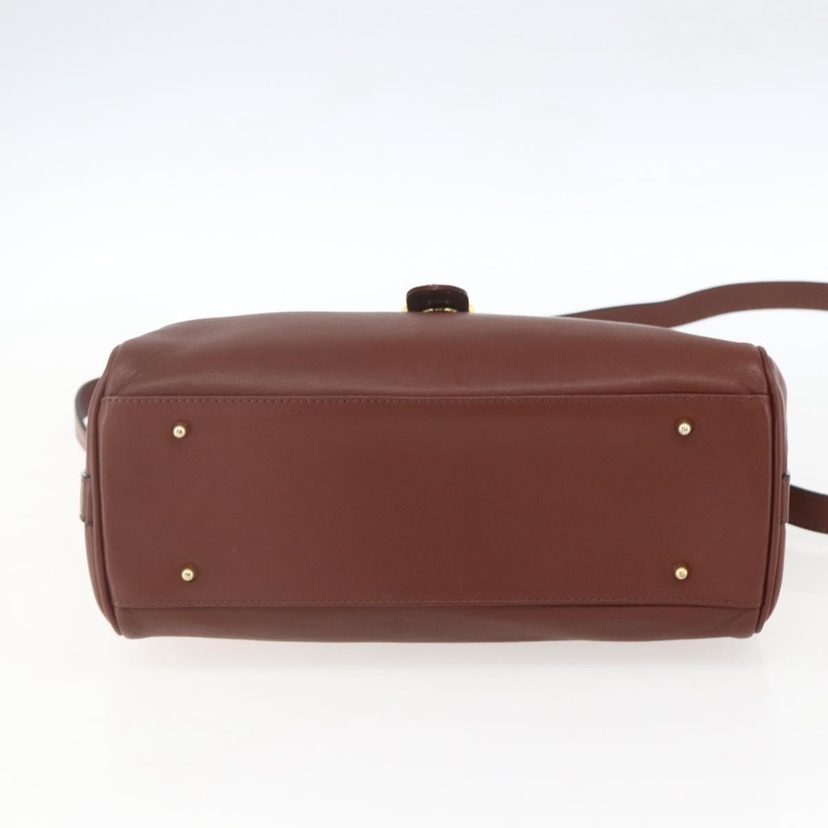 Valentino VALENTINO Hand Bag Leather 2way Brown Gold Authentic hk3311