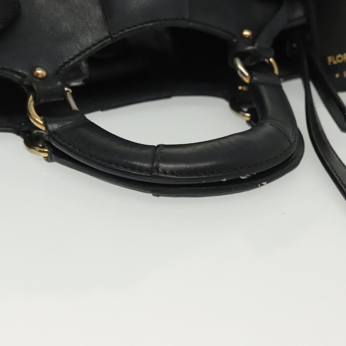 Salvatore Ferragamo Salvatore Ferragamo Gancini Hand Bag Leather 2way Navy Gold Authentic 141427