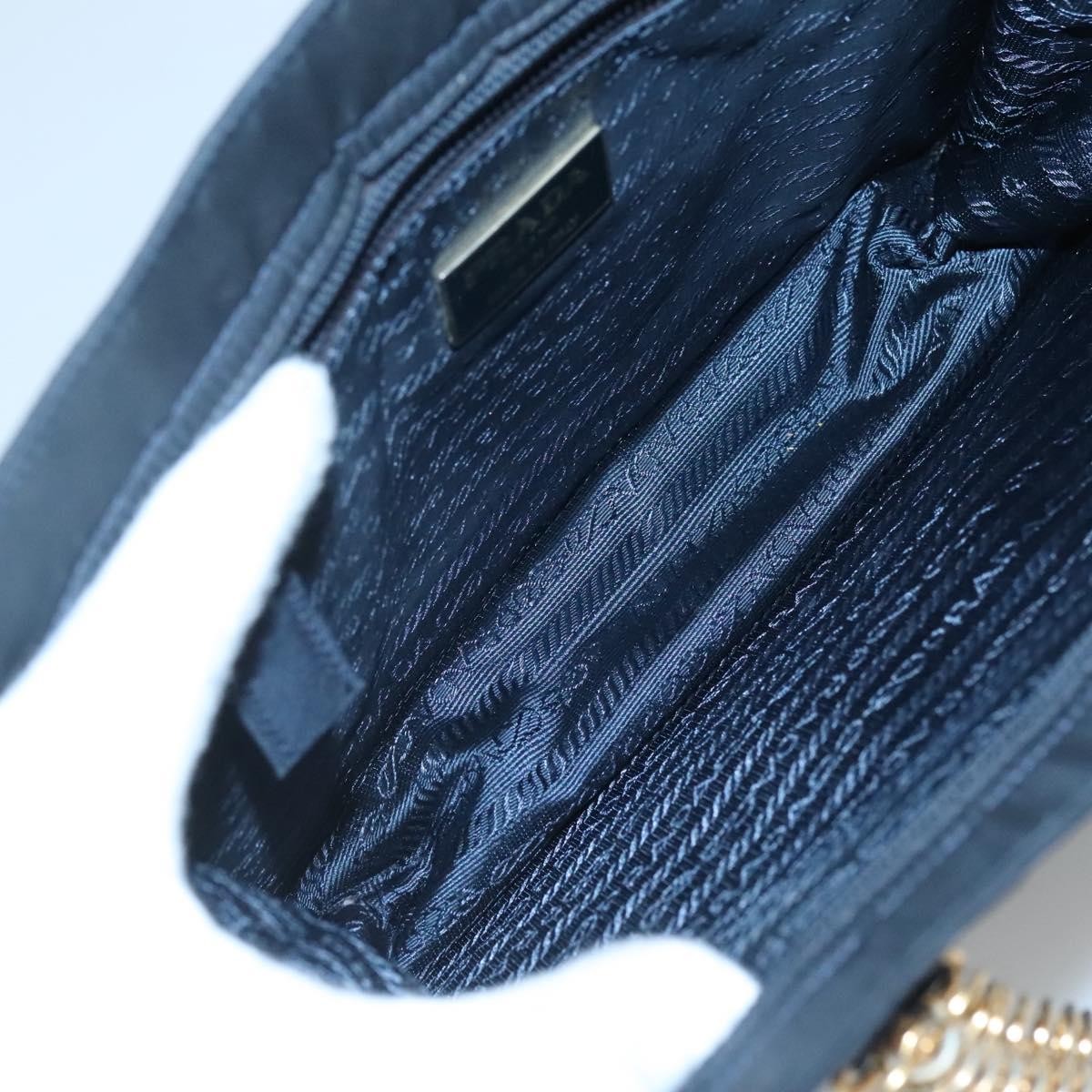 Prada PRADA Hand Bag Nylon Navy Gold Authentic 126301