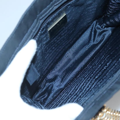 Prada PRADA Hand Bag Nylon Navy Gold Authentic 126301