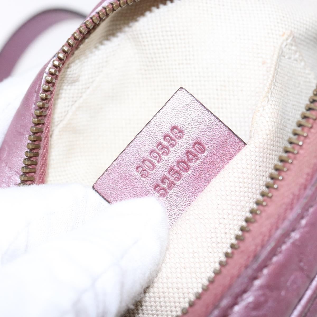 Gucci GUCCI Micro GG Canvas Guccissima Bag Leather Pink Gold 309538 Authentic sw1136