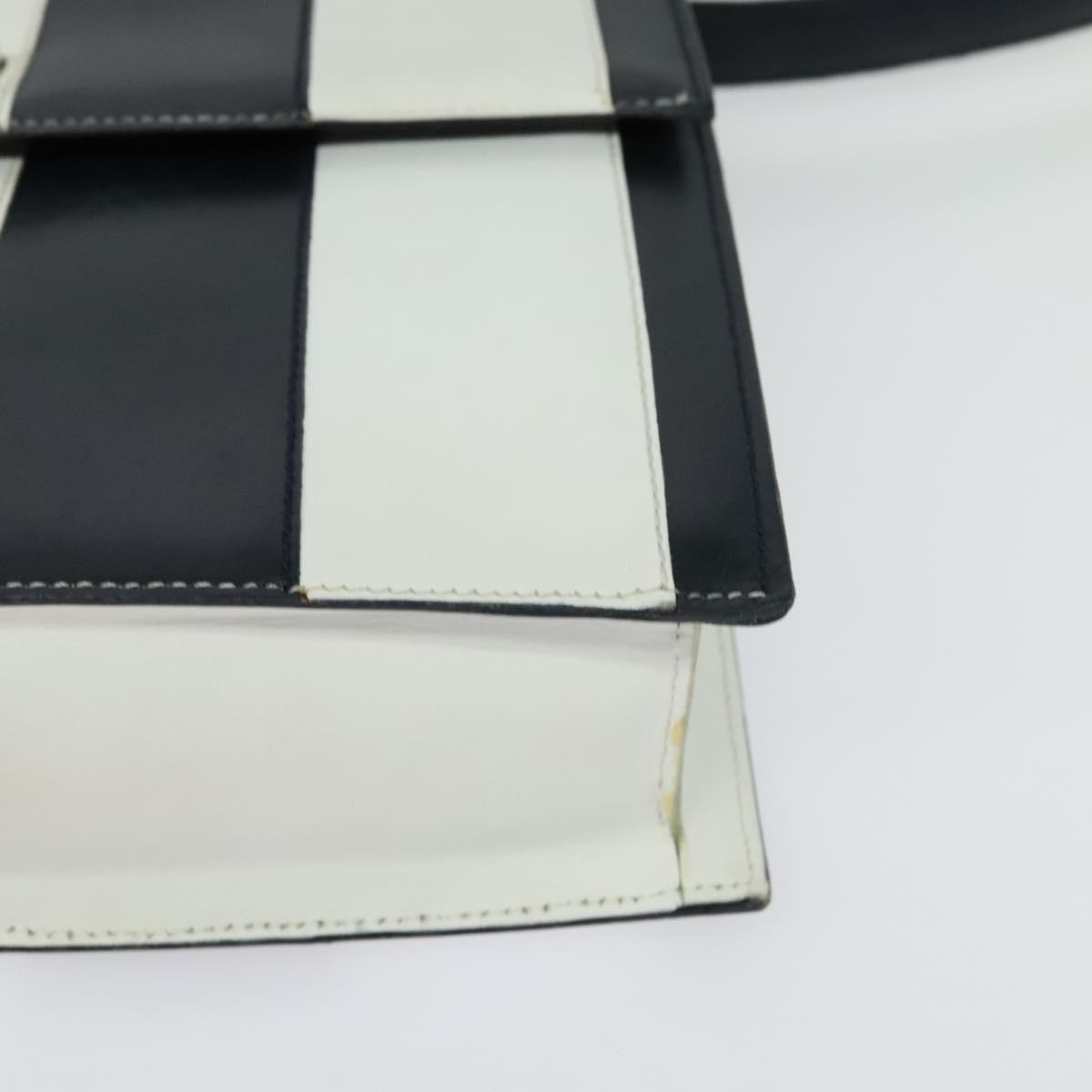 Celine CELINE Shoulder Bag Leather White Navy gold Authentic 127598