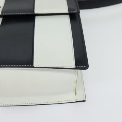Celine CELINE Shoulder Bag Leather White Navy gold Authentic 127598