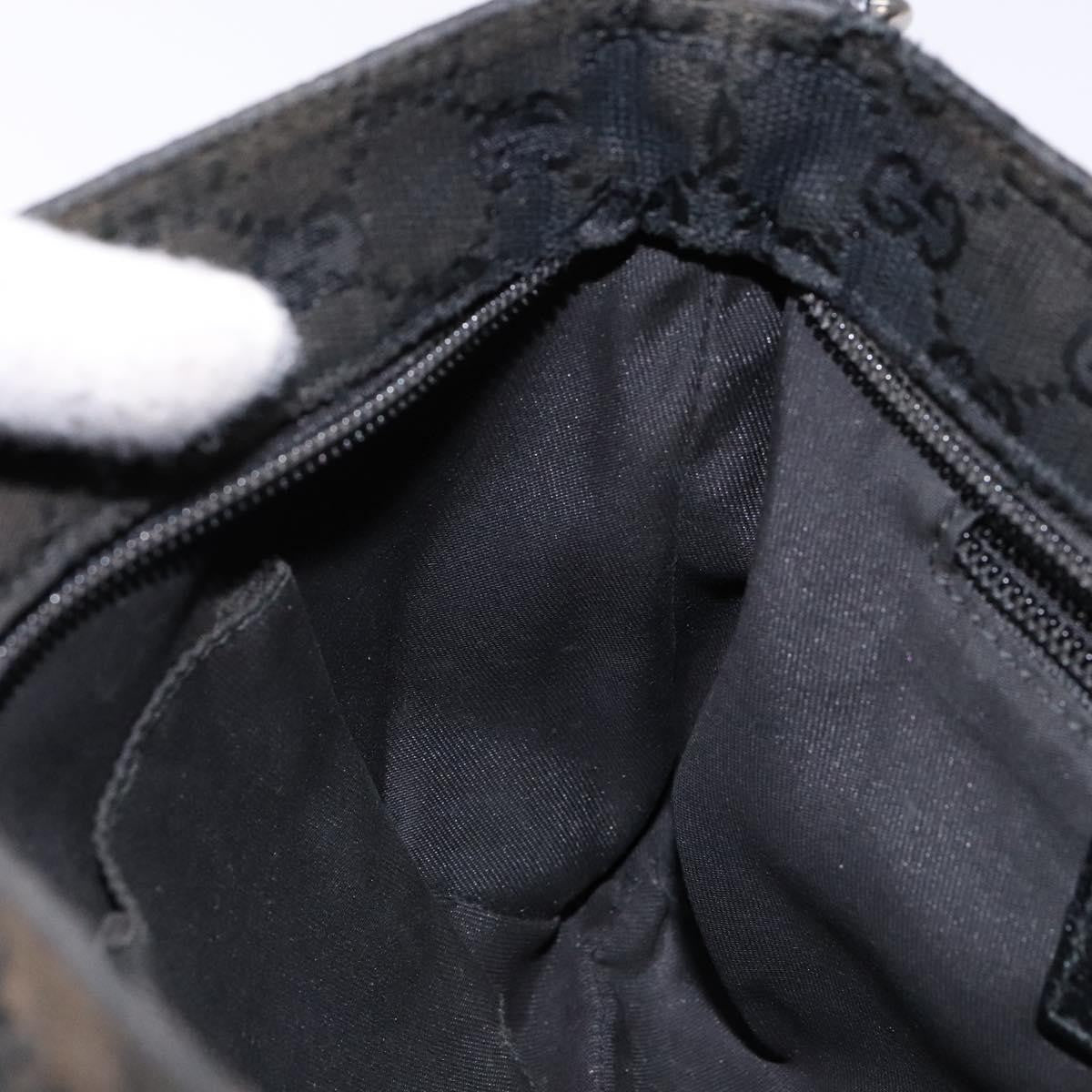 Gucci GUCCI GG Canvas Web Sherry Line Shoulder Bag Black Silver 189749 Authentic bs28637