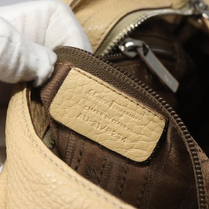 Salvatore Ferragamo Salvatore Ferragamo Gancini Shoulder Bag Leather Beige Silver Authentic EC551