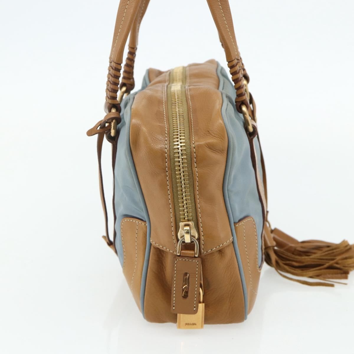 Prada PRADA Shoulder Bag Nylon Light Blue Gold Authentic 179021