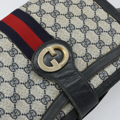 Gucci GUCCI GG Supreme Sherry Line Shoulder Bag PVC Navy Gold Authentic 160298