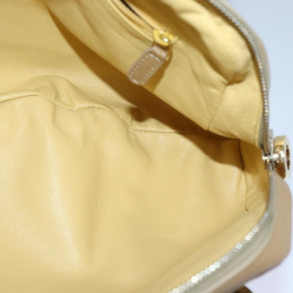 Bvlgari BVLGARI Hand Bag Leather Beige Gold Authentic yk14360