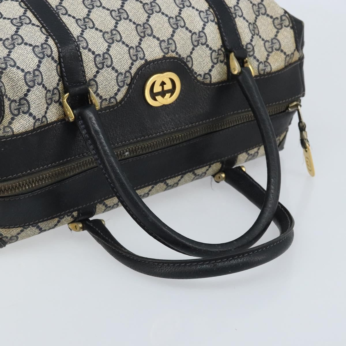 Gucci GUCCI GG Supreme Hand Bag PVC Navy Gold Authentic YKZ165